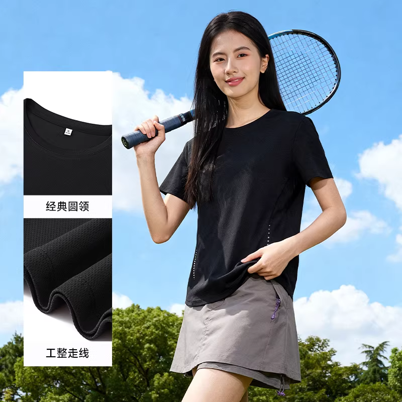 真维斯速干运动套装女士2026新款夏季短袖短裤跑步健身穿搭一整套