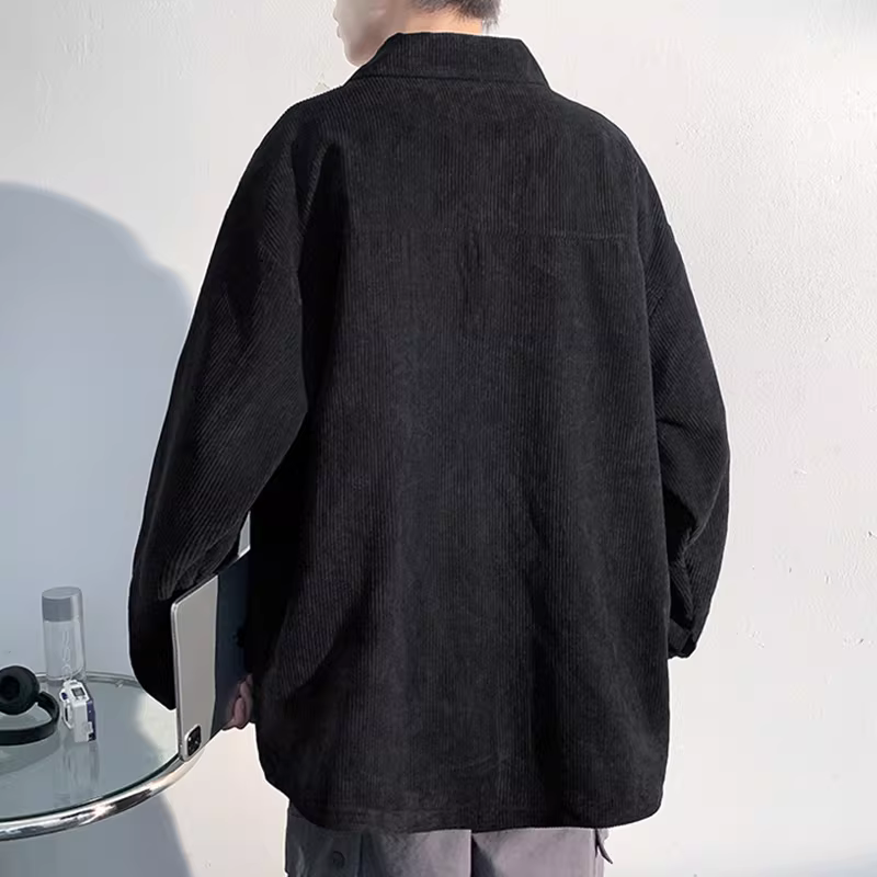 灯芯绒长袖衬衫外套男夏季高街美式休闲翻领衬衫潮牌百搭工装夹克