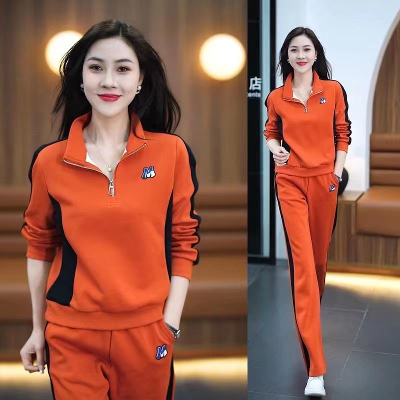 运动服套装女春秋装网红新款时尚洋气立领宽松卫衣大码休闲两件套