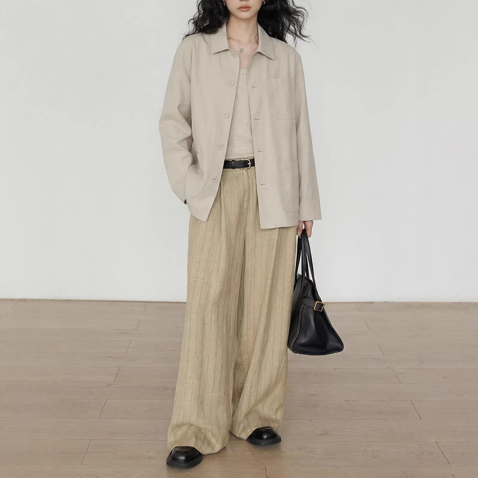 韩系工装纯棉夹克外套2026春季新款女装高级感宽松复古休闲上衣
